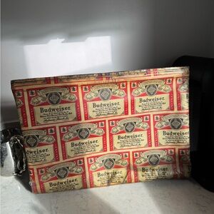 Budweiser Red and Tan Patterned Clutch